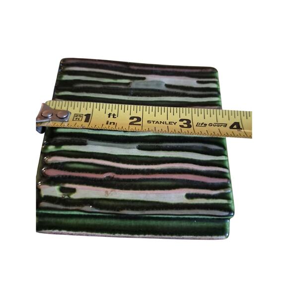 Vintage The Bennetts California Art Pottery Green Rag Rug # 404 MCM Vase Signed - Picture 8 of 9